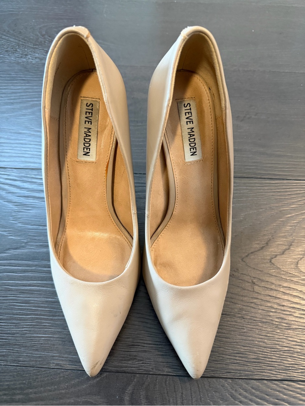 Steve Madden Nude/Beige Pointed-Toe Leather Pumps